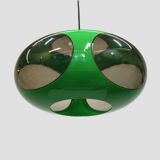 Massive Belgium Space Age UFO Lamp, Green Mid-Century Modern Lighting