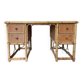 Bureau bambou et rotin