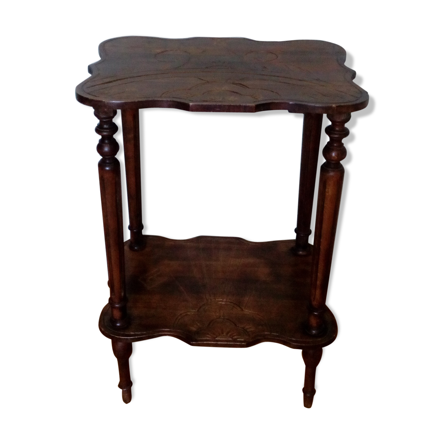 Console solid wooden sofa tip, turned wooden footing