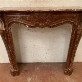 Fireplace three shells louis XV style in royal red marble XIX century