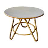 Coffee table in rattan and vintage bamboo, circa 60's