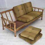 1970s, Danish 3-seater sofa, furniture wool, solid oak wood.