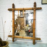 Bamboo-style wooden mirror
