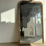 Large gilded mirror 19th century rounded corners mercury glass Louis XVI style