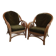 Pair of armchairs in rattan, wicker and woven bamboo, 1970