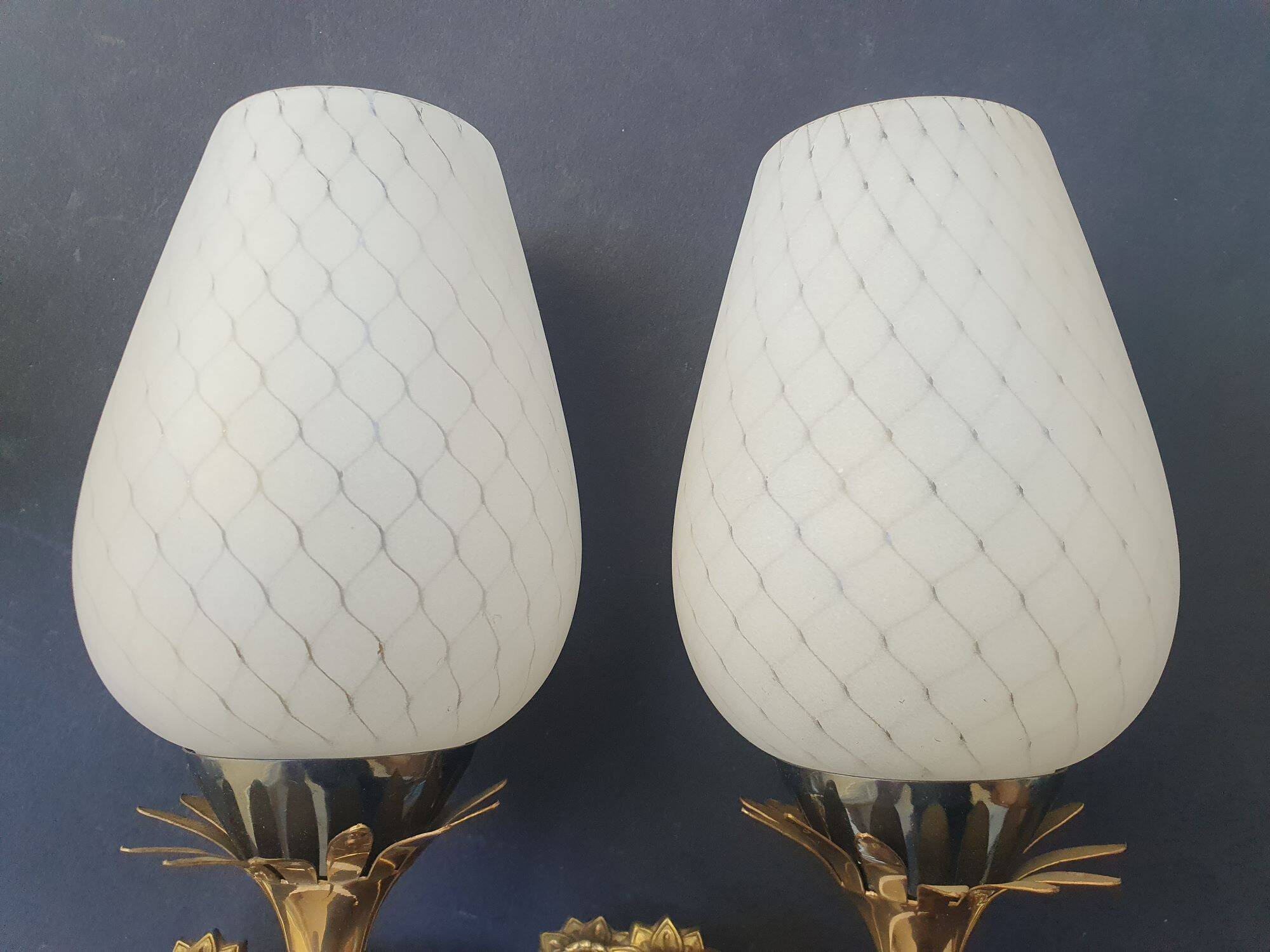 Pair of Art Deco wall sconces from the 1960s.