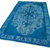 Hand-Knotted Bohemian Turkish 1970s 152 cm x 263 cm Blue Carpet