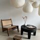 Coffee table en bois massif monoxyle noir