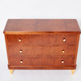 Chest of drawers amboine magnifying glass gilding  circa 1940s