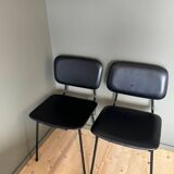 Metal chair and black faux leather, 1950s.