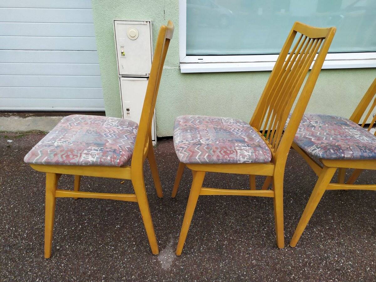 Lot de 8 chaises scandinave bois et tissu