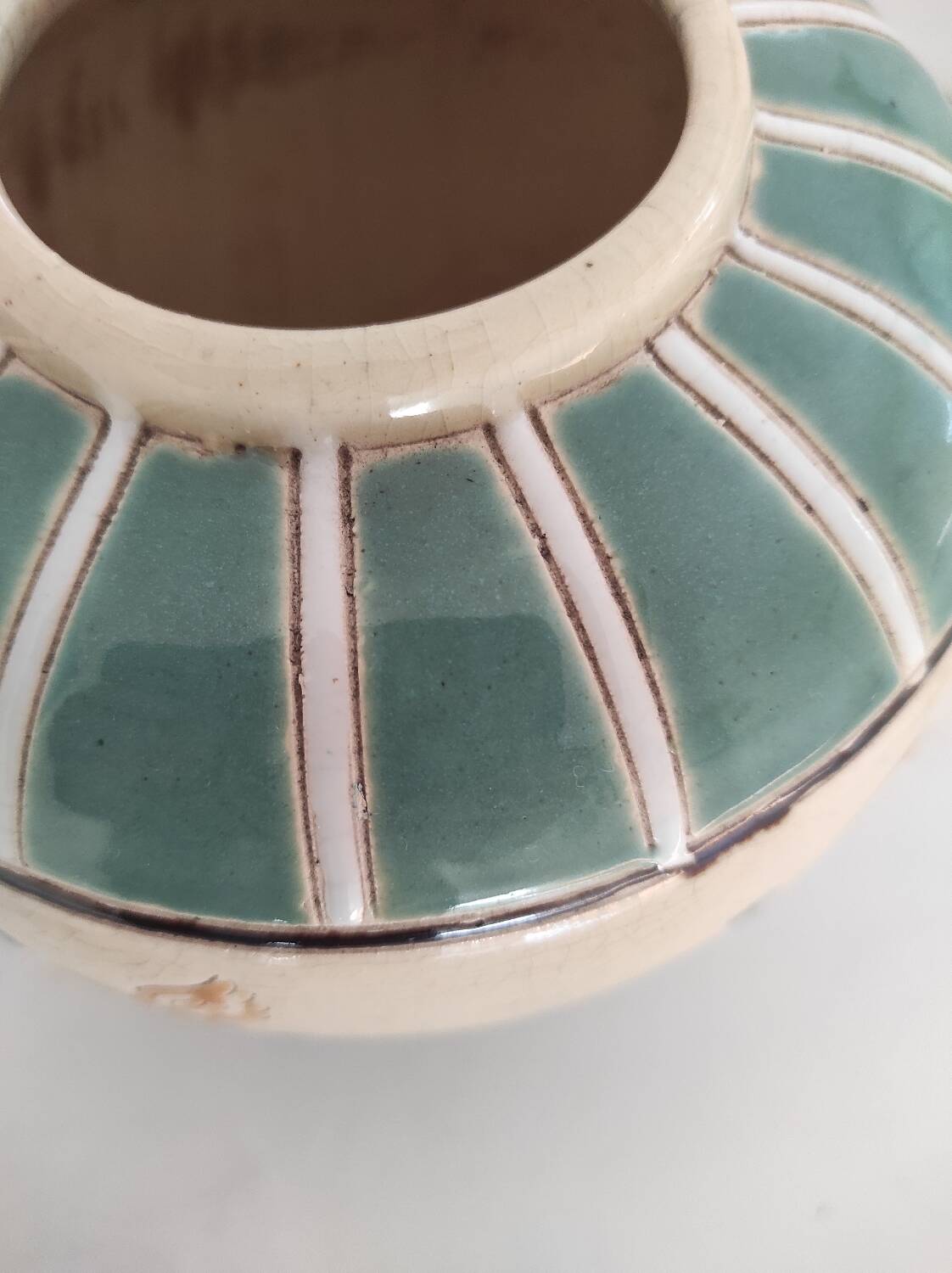 Vase boule céramique cloisonnée décor canards sauvages