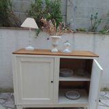 Vintage beige sideboard, oak top.