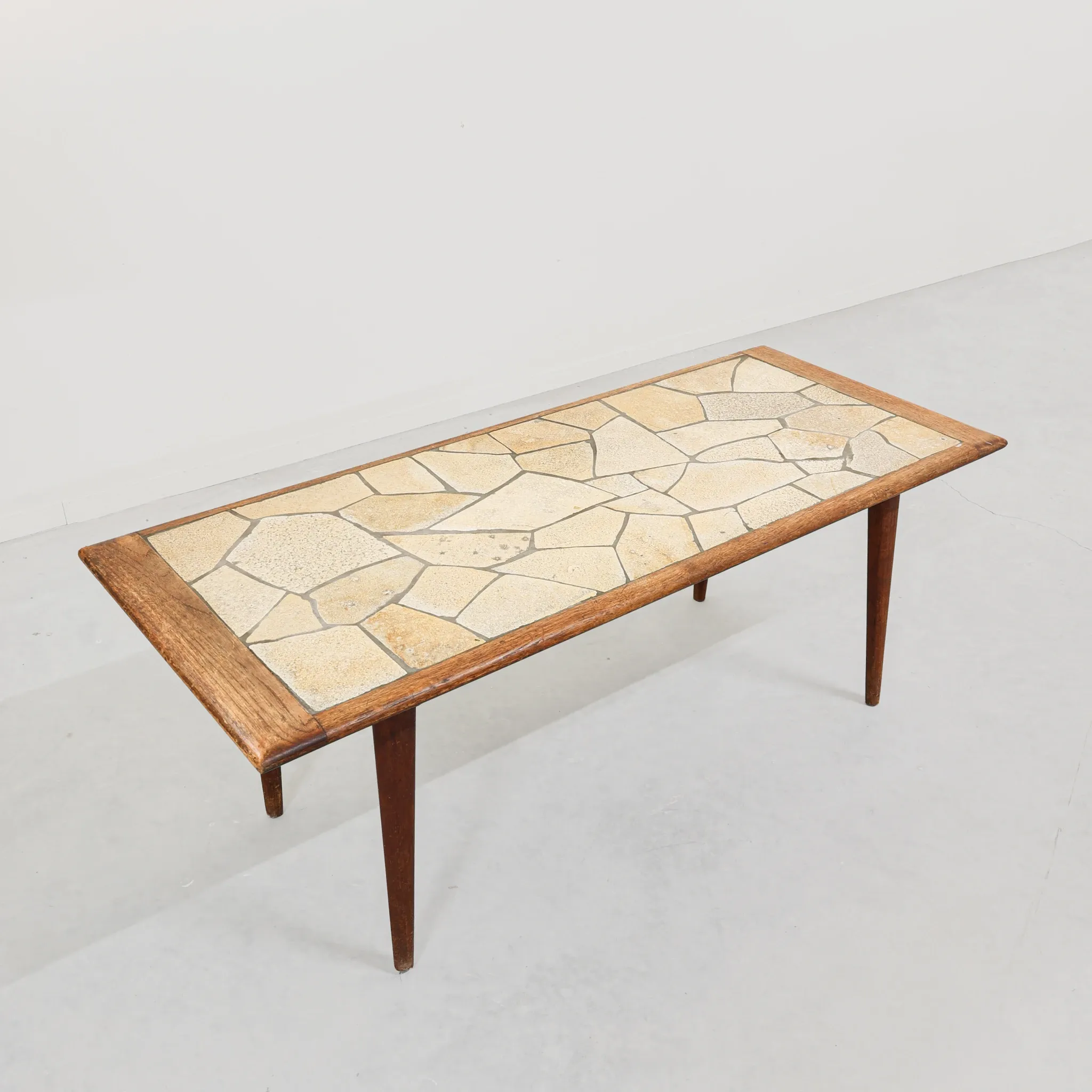 Italian Mid-Century Coffee Table with Mosaic Stone Top