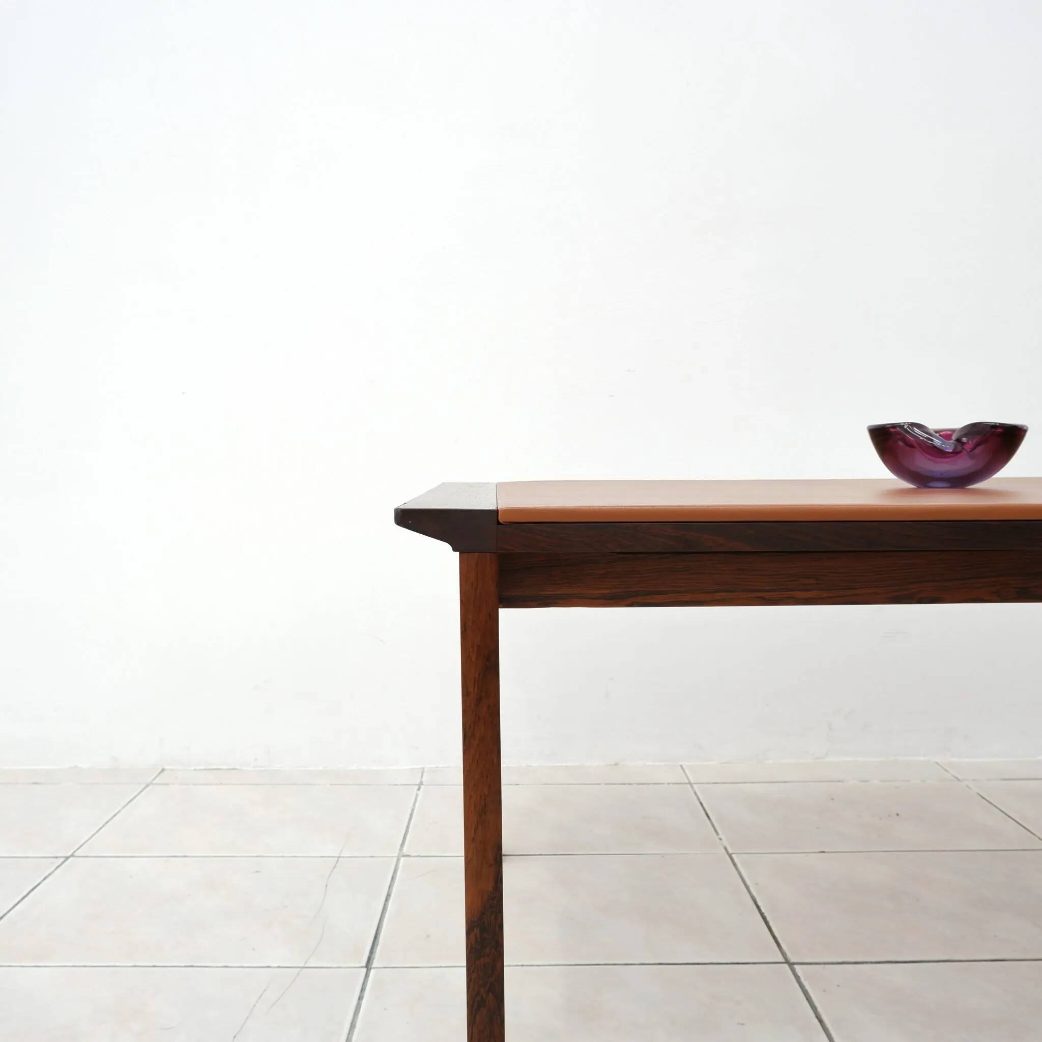 Rosewood and Leather Coffee Table by Hans Olsen