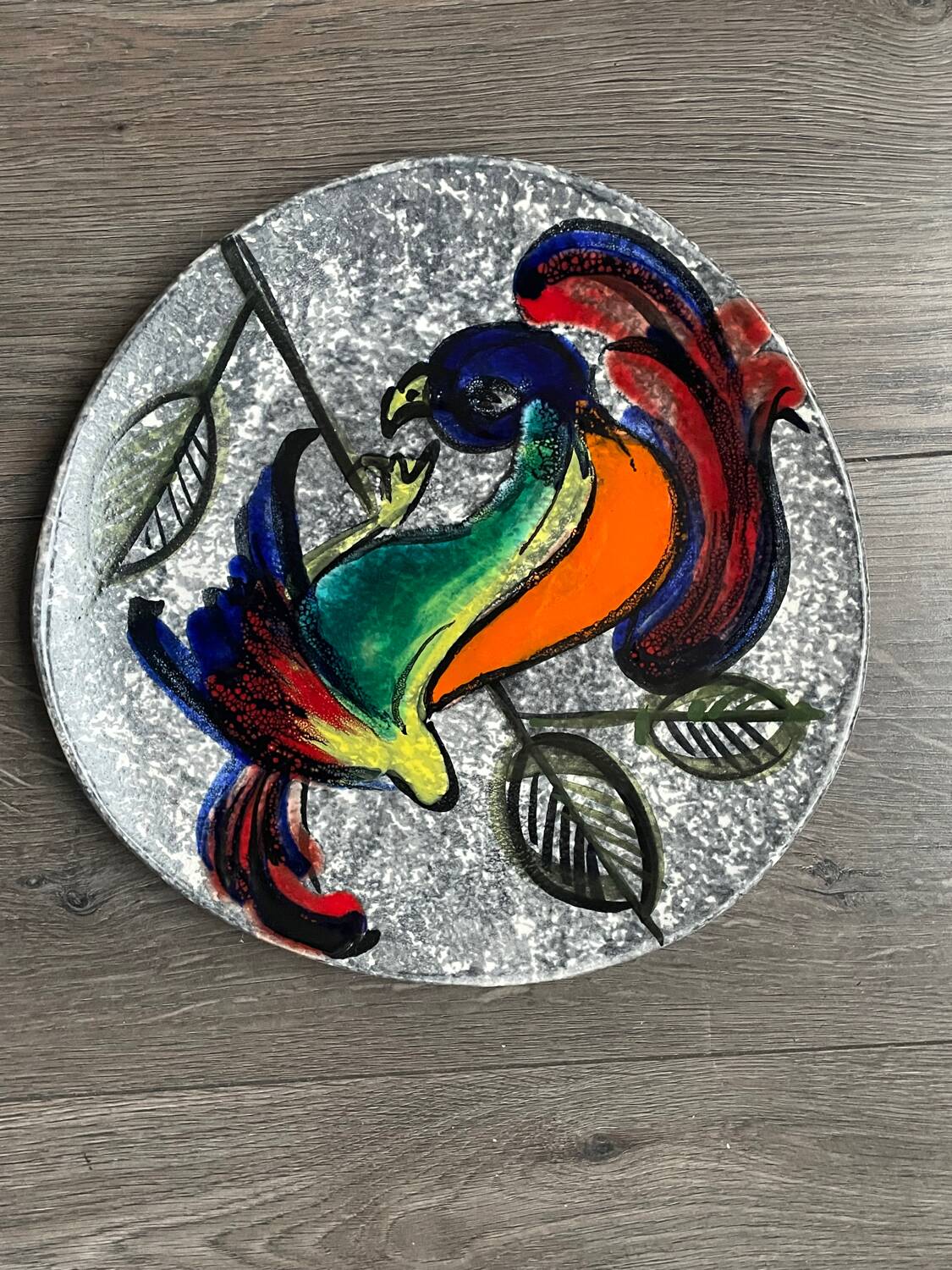 Set of 6 hand-painted ceramic plates – Modernist style