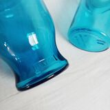 Set of 2 blue glass apothecary jars
