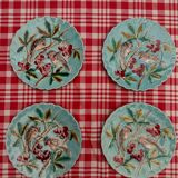 4 plates slurry birds art nouveau
