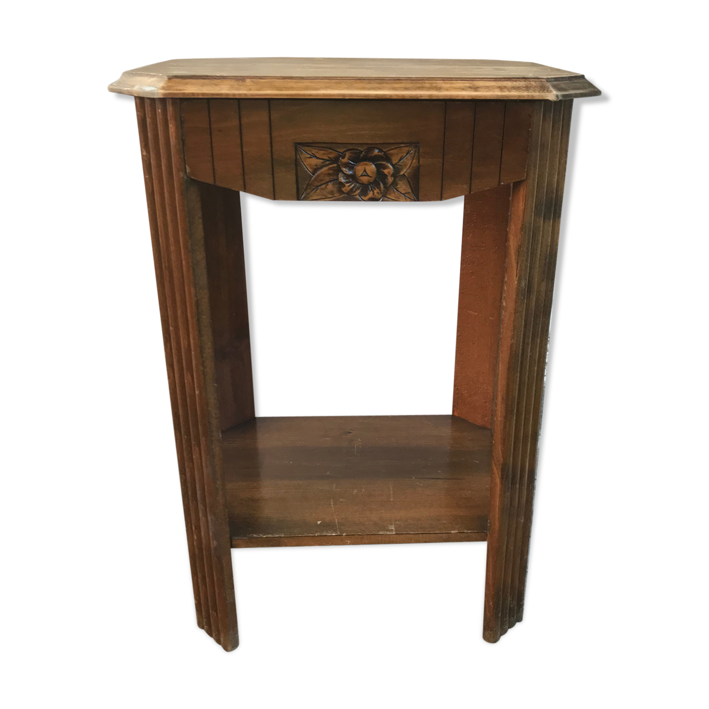 Old Side Table Vintage Wood Drawer