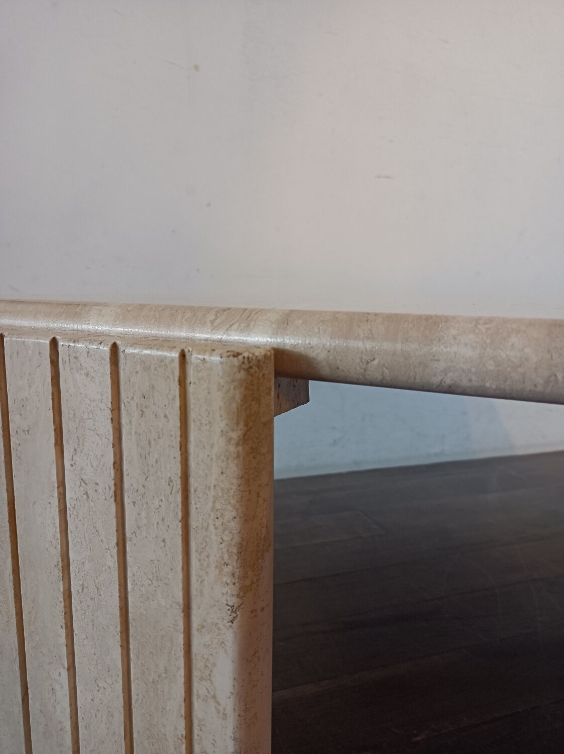 Large travertine coffee table drop shape