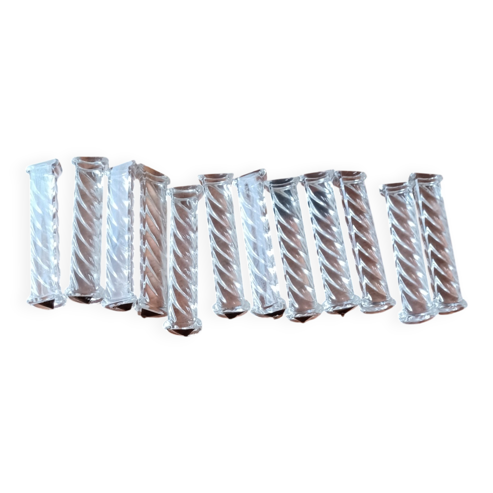 12 vintage crystal knife rests