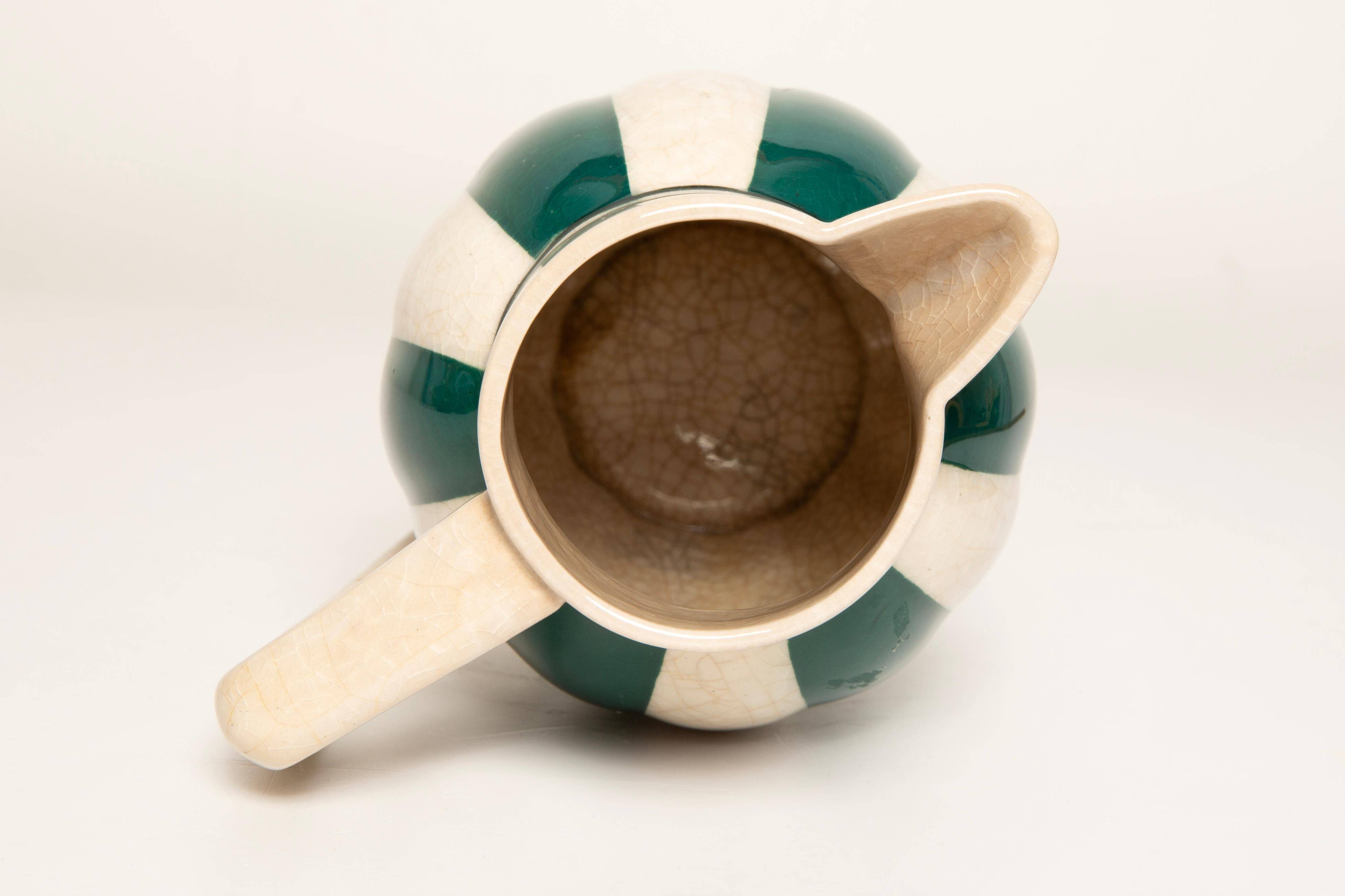 Vintage white and green ceramic porcelain vase from the mid-20th century, Germany, 1960s.