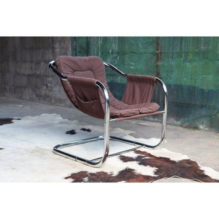 Chaise longue d'appoint chromée postmoderne