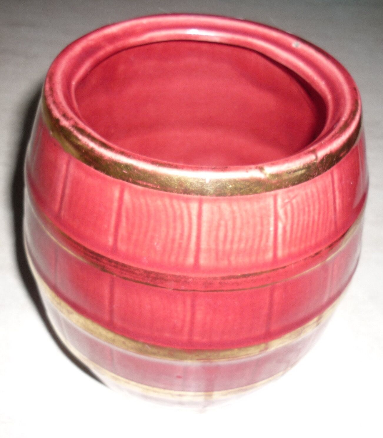 Cache-pot en céramique rouge et or vintage
