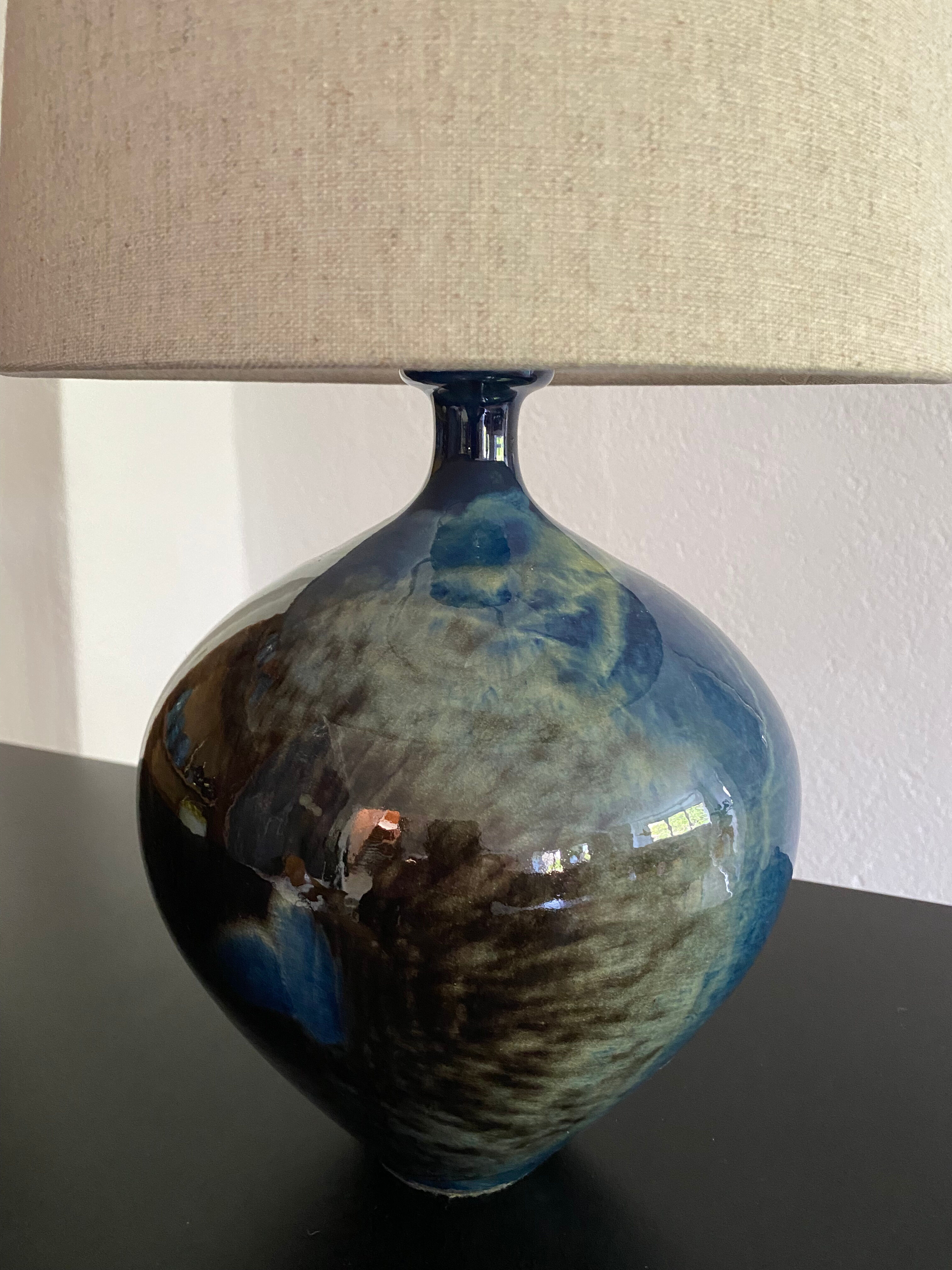 Vintage ceramic lamp signed