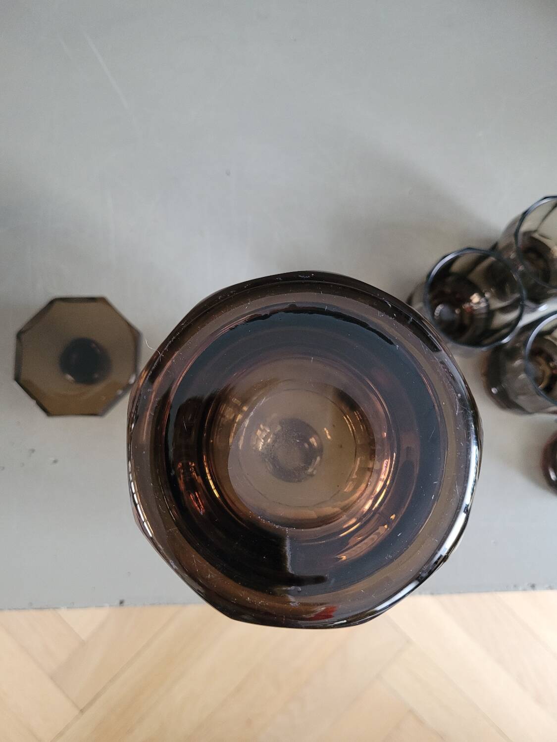 Smoked glass liqueur set