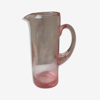 Pichet carafe a orangeade en forme de rouleau en verre de couleur rose