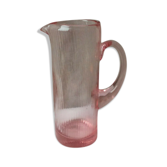 Pichet carafe a orangeade en forme de rouleau en verre de couleur rose