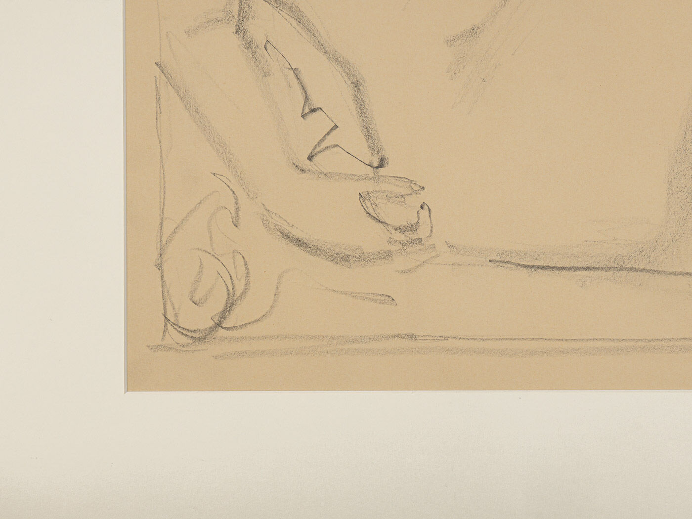 Sitting female nude, charocal drawing on paper, 62 x 62 cm