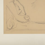 Sitting female nude, charocal drawing on paper, 62 x 62 cm