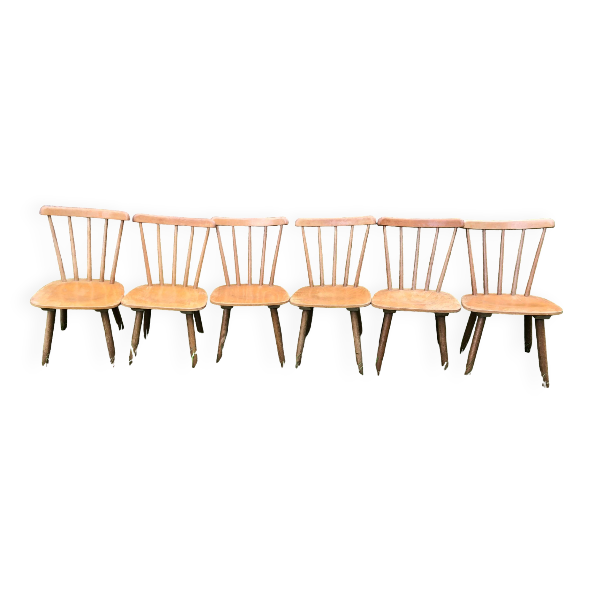 Chaises de bistrot rustique vintage Années 60