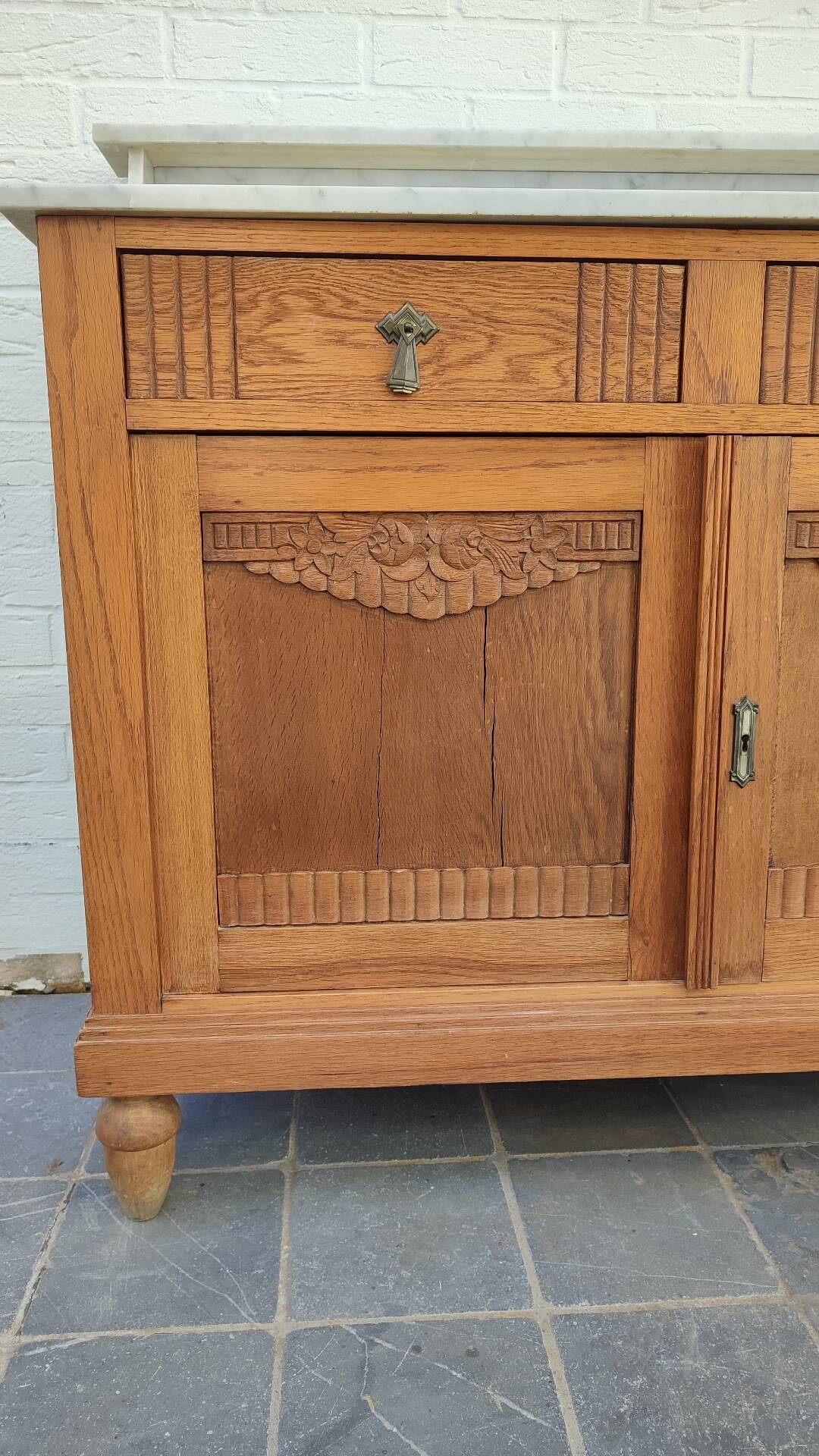 Art Deco oak and marble sideboard