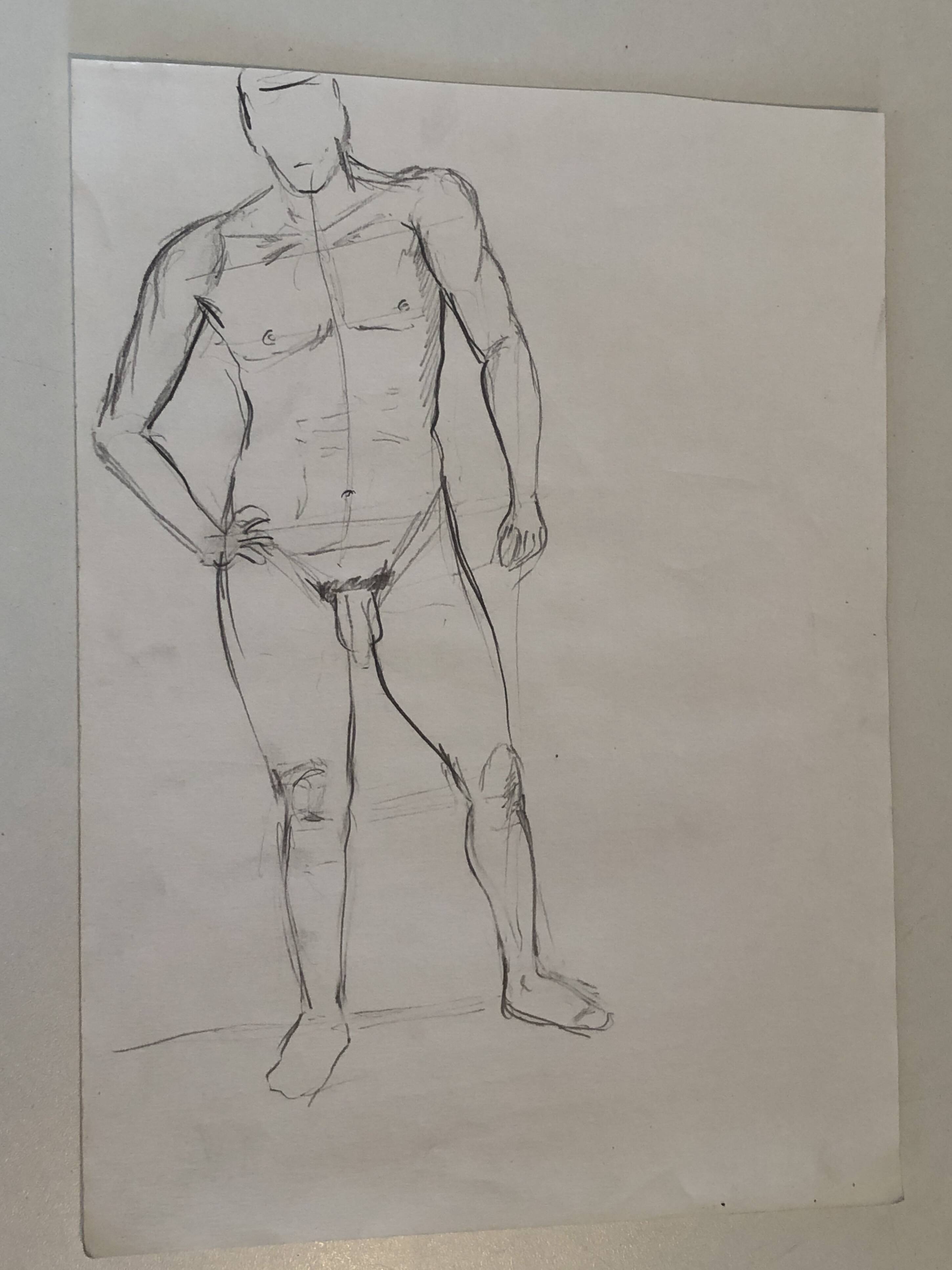 Illustration of a naked man