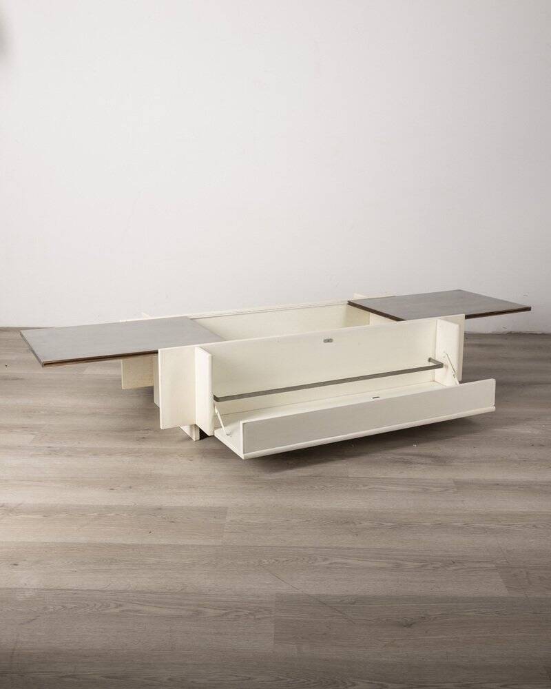 Wooden and chromed metal vintage bar table, 60s