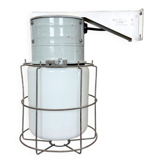 Industrial Aluminium Cage Wall Light with Milk Glass from Elektrosvit, 1970s