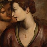 Peinture flamande ancienne sur panneau du XVIIe siècle, Bacchus et Ariane