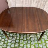 Extendable oval Scandinavian dining table in teak and mahogany, 1950s, 245cm