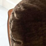 Chauffeuse Marsala en plexiglas fumé & velours ras marron, Ligne roset 1970