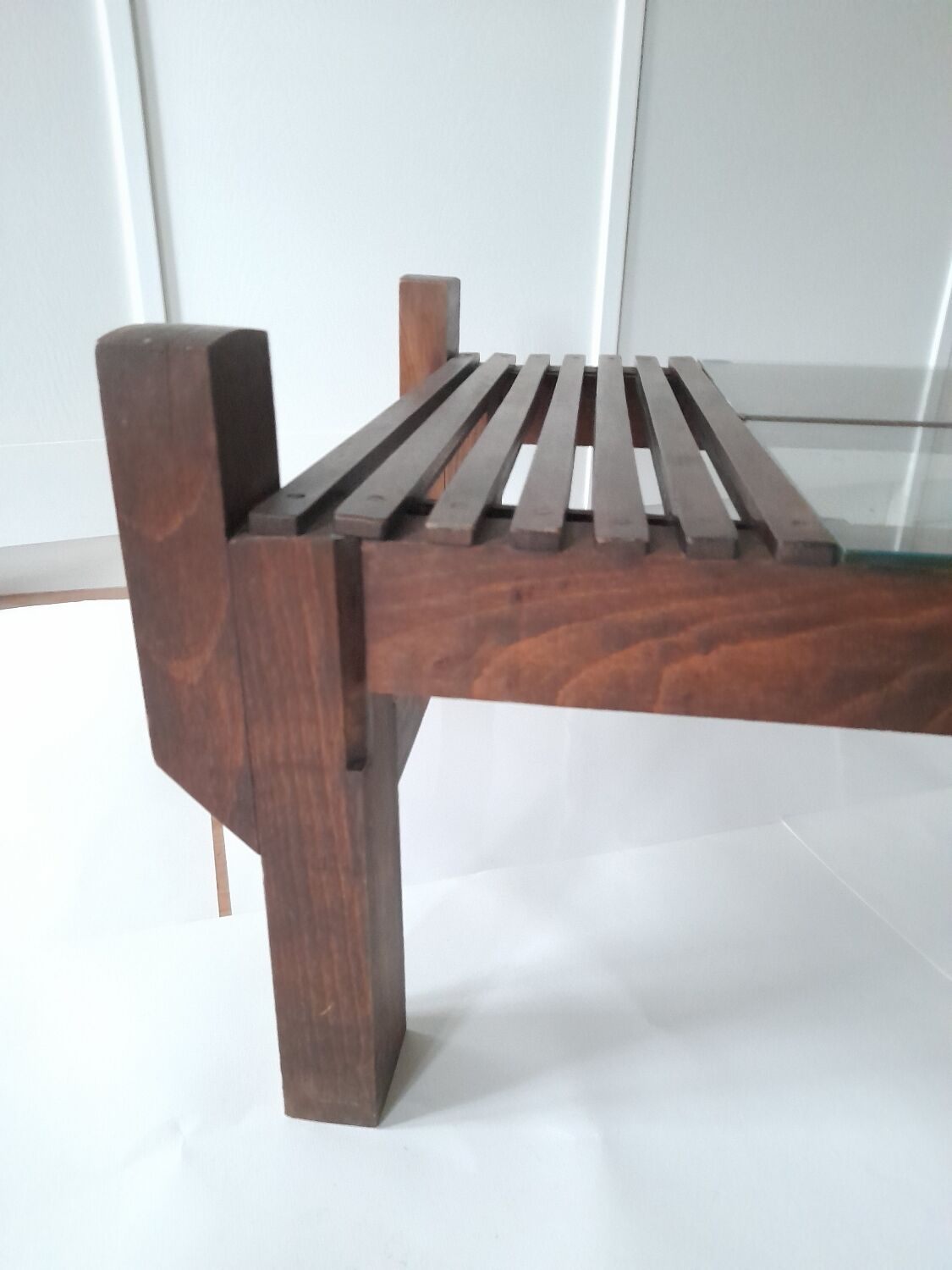 Table basse teck et verre années 60