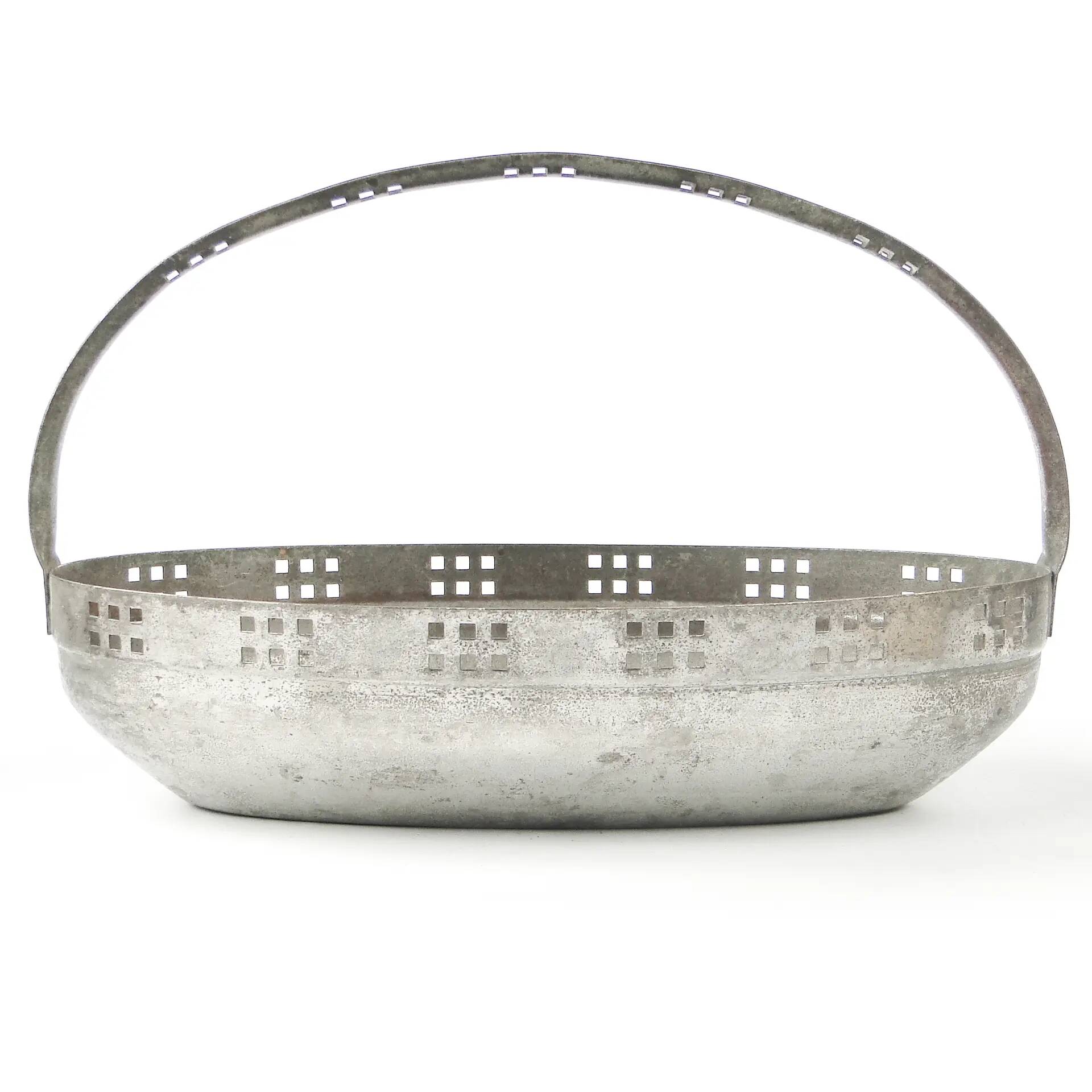 Viennese Secession nut basket, silver-plated brass, Austria, early 20th century
