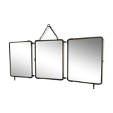 Vintage mirror 1930 barber triptych - 28 x 69 cm