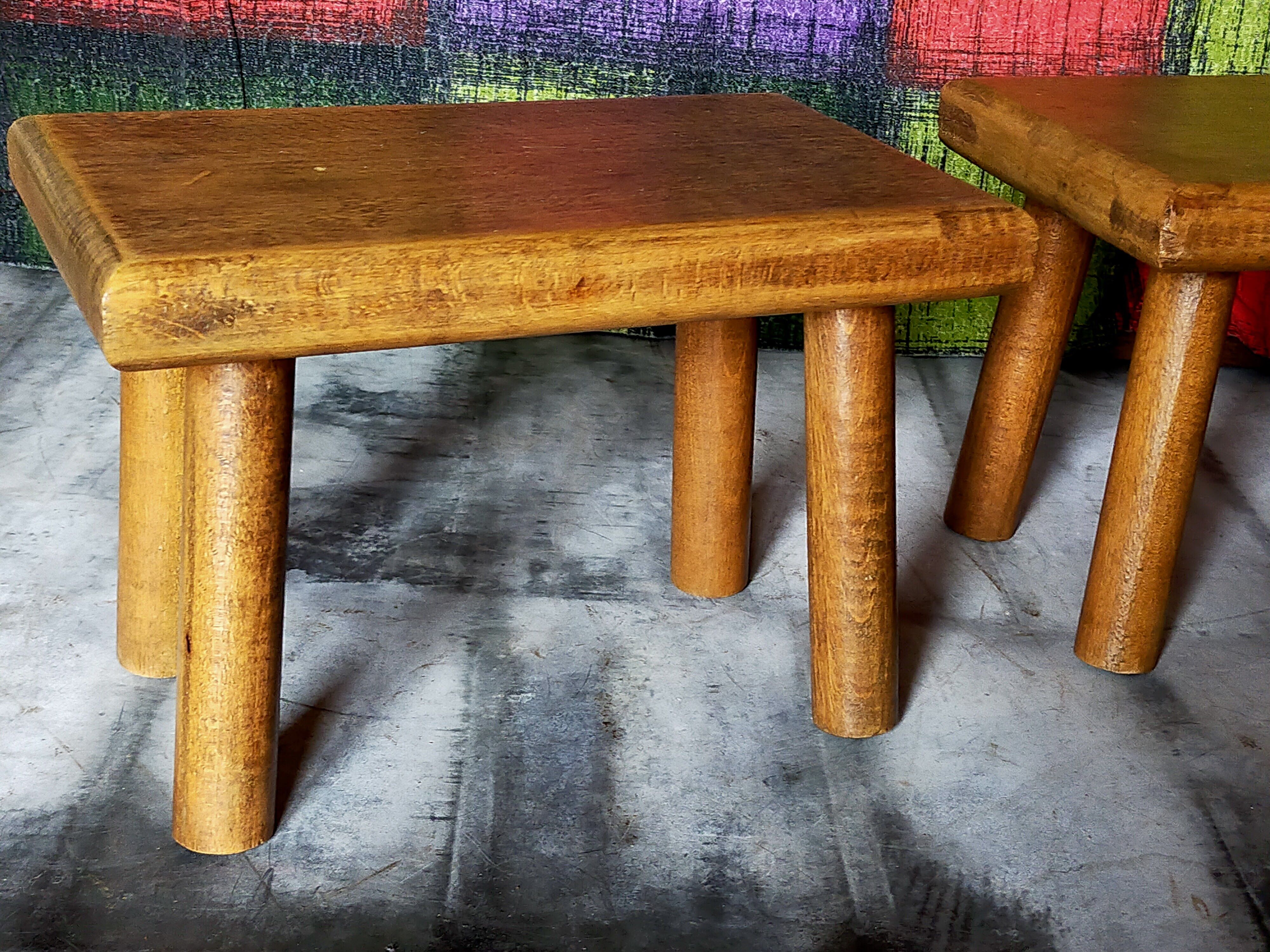 Pair of vintage oak footrests