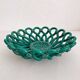 Vintage Vallauris green woven ceramic fruit bowl