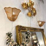 Pair of vintage rattan sconces