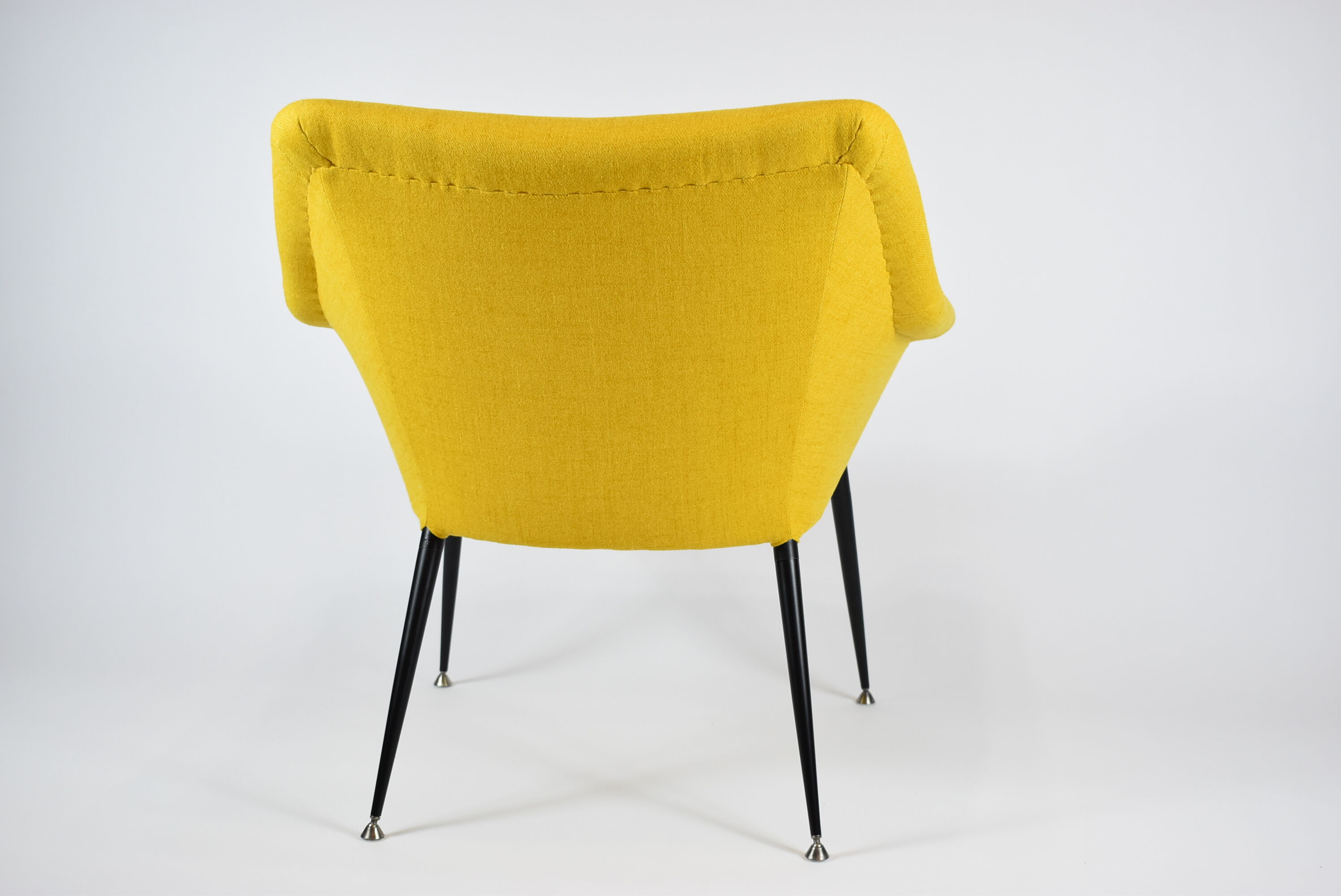 Mid-century armchair Shell, 1960s, NRD, yellow fabric, restored