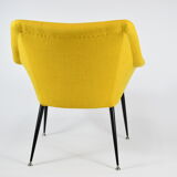 Fauteuil Mid-century Shell années 1960 NRD tissu jaune, restauré